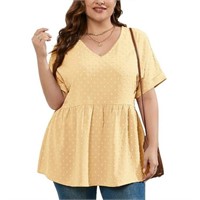 2X  Size 2X WomWomen's Plus Size Blouse V-Neck Bab