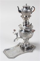 Iranian Silver Tea Urn, Warmer and Tray,