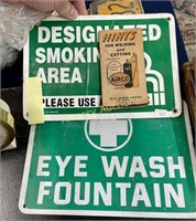 SMOKING AREA - EYE WASH FOUNTAIN SIGNS