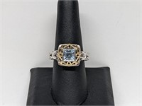 Vermeil/.925 Sterling Silver Blue Stone Ring