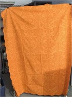 Vintage Orange Floral Table Cloth 50x65