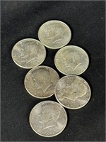 Lot of 6 1964 Kennedy Half Dollars