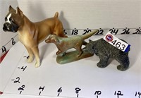 Vintage animal figurines- boxer, pointer, Bear