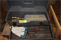 toolbox & contents- pipe wrench, fuses, etc