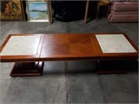 Midcentury modern coffee table with marble inserts