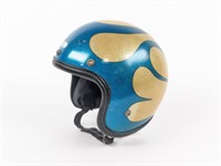 1970's Pro Fit Blue Flame Glitter Open Face Helmet
