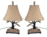 PAIR OF ANTLER LEATHER WRAPPED LAMPS