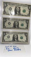 LOT #44) 3x 2013 SILVER CERTIFICATE STAR NOTES