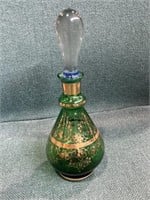 Green and gold Decanter, measurements 10in made