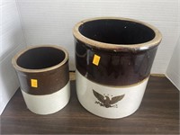 2 antique crocks