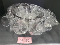 Glass Punch Bowl & Cups