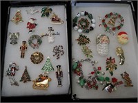 Two containers of Christmas jewelry: Monet,