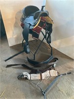14”  western show saddle with stand
