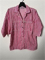 Vintage Femme Red Striped Button Up Shirt