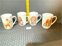 4 Norman Rockwell Mugs Party Time Sour Note
