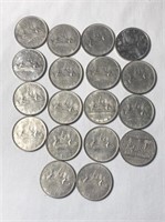 18 Canadian $1 Dollar Nickel Coins