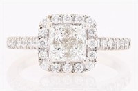 1.15 Ct Diamond Princess Halo Ring 14 Kt