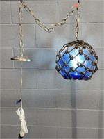 Glass Net Float Swag Lamp W/ Edison Bulb
