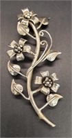 (XX) Flower Sterling Silver Brooch (3.5" long)
