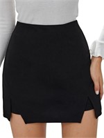 (N) WDIRARA Women's High Waist Split Hem Skort Zip