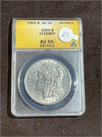 AU 55 1900 Silver Morgan Dollar