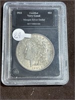 1921 Silver Morgan Dollar  VG Grade