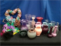 Lot 16 assorted Vases, Candle Holder, misc
