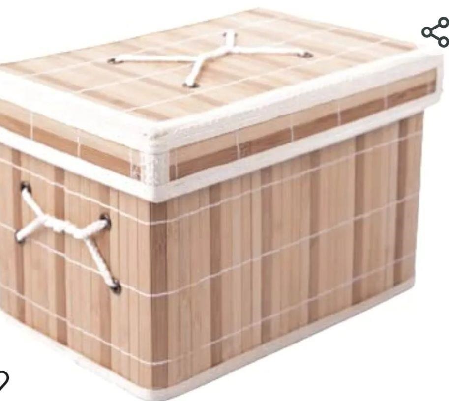 Foldable Bamboo Storage Organizer With Lid