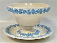 NICE LARGE WEDGWOOD EMBOSSED COMPOTE W PLATE