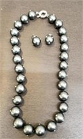 Glass Bead & Rhinestone Necklace & Earrings