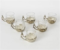 .925 Silver Brandy Sippers w/ Glass Inserts, 70.1g