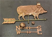 Large Copper & Brass Pig Weathervane