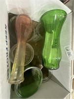 GREEN AND CLEAR VASES