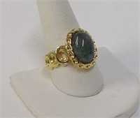 Badavici Gold Vermeil Sterling Green Marble Ring