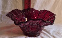 Vintage Westmoreland Ruby Red Ruffled Bowl