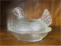 Clear Glass Nesting Hen