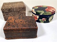 antique leather bound jewelry box & more
