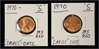 1970S MS Red Sm & Lg Date Lincoln Cents