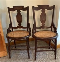 Pair Antique Eastlake Walnut Side Chairs