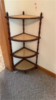 Corner What-Not Shelf with Caned Panels