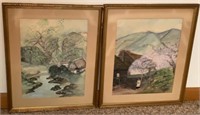 2 Vintage Watercolor Paintings on Paper