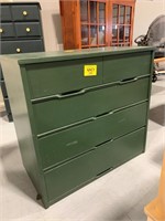 32" TALL GREEN PAINTED WOOD CHEST OF DRAWERS