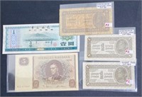 (5) Vintage World Currency Notes 1944+