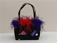 NEW FEATHER PURSE 10.5" X 4" X8.5"