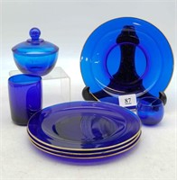 Cobalt Blue Lot ~ Plates, Covered Dish, Cup &