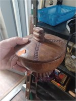 Woodrn Bowl w/ Lid, Native Scene Tray