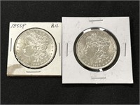 1885-P & 1890 Morgan Silver Dollars.