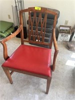 Wood chair w/ red seat