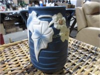 Blue Roseville Ivy double handled vase