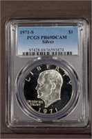 1971 S $1 PCGS DCAM69 Silver Eisenhower
